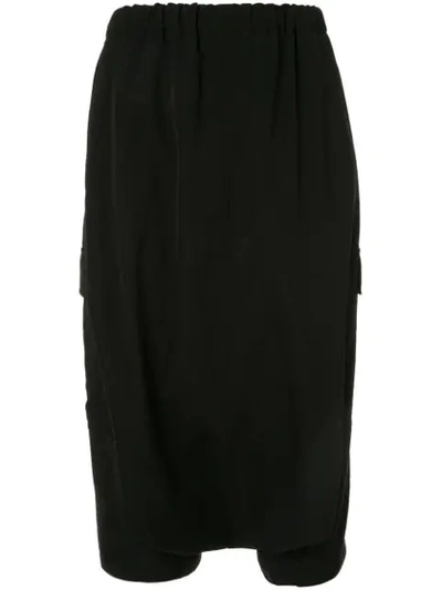 Shop Yohji Yamamoto Drop Crotch Cropped Trousers In Black