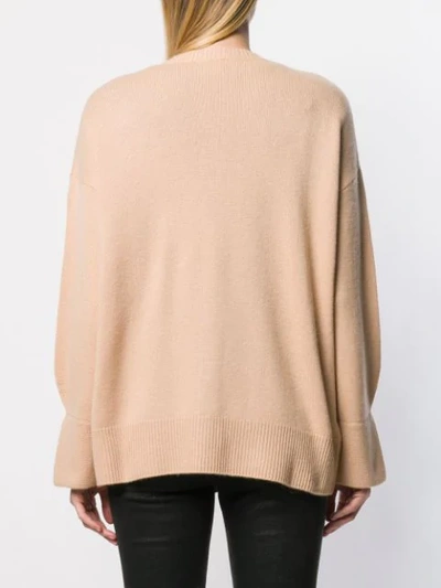 Shop Pinko Accent Button Cashmere Cardigan In Neutrals