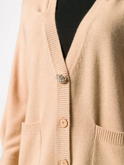 Shop Pinko Accent Button Cashmere Cardigan In Neutrals