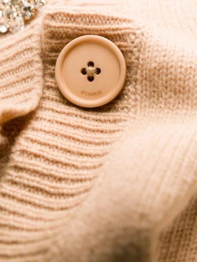 Shop Pinko Accent Button Cashmere Cardigan In Neutrals