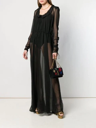 Shop Saint Laurent Sheer Maxi Dress In Black