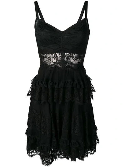 Shop Dolce & Gabbana Lace-styled Dress In Black