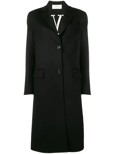 Shop Valentino Vltn Single Breasted Coat In 0no - Black