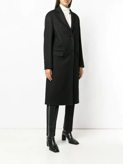 Shop Valentino Vltn Single Breasted Coat In 0no - Black