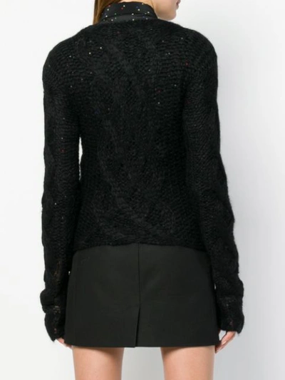 Shop Miu Miu Open Knit Jumper In F0002 Black