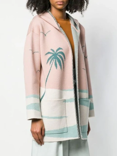 Shop Alanui Tropical Hooded Cardigan In Pink