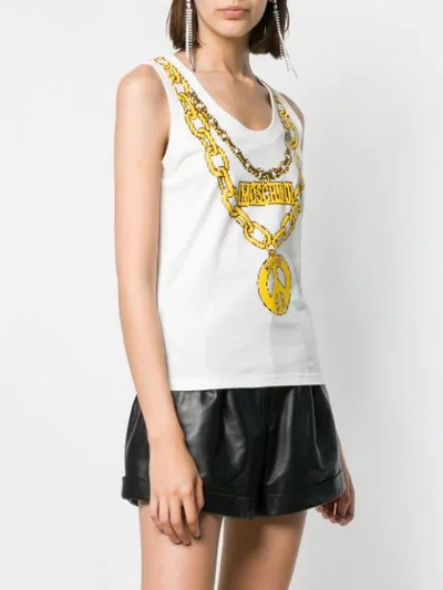 MOSCHINO CHAIN-NECKLACE VEST TOP - 白色