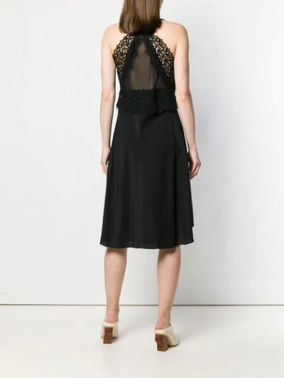 Shop Victoria Beckham Plunge Flared Dress In Black