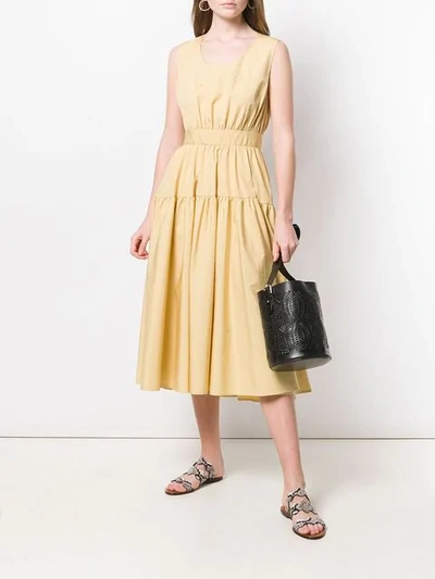 Shop Aspesi Midi Flared Dress In Yellow