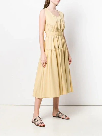 Shop Aspesi Midi Flared Dress In Yellow