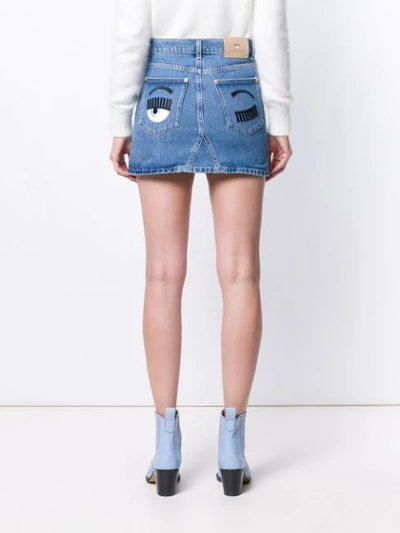 Shop Chiara Ferragni Mini Denim Skirt In Blue
