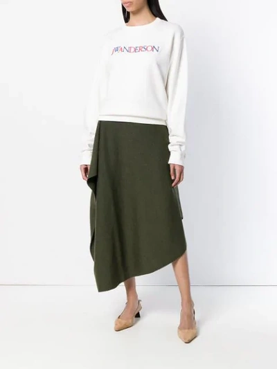 Shop Jw Anderson Embroidered Logo Sweatshirt In White