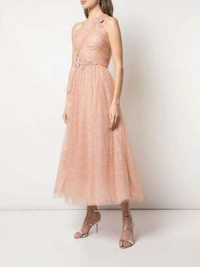 Shop Marchesa Notte One Shoulder Dress In Pink
