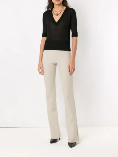 Shop Gloria Coelho High Waist Flared Pants In Neutrals