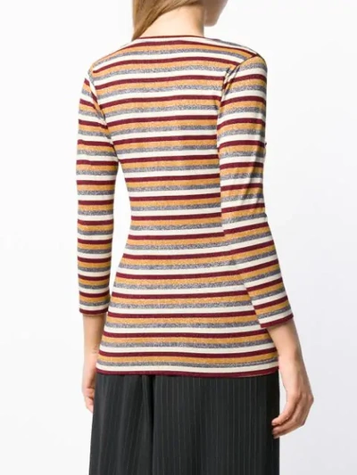 Shop Antonio Marras Metallic Striped Sweater In Red