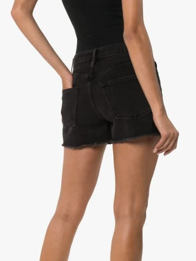 Shop Frame Le Vintage Raw Trim Shorts In Black