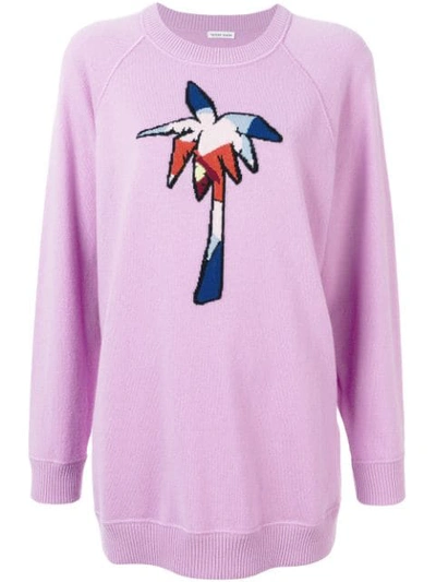 Shop Tomas Maier Palm Tree Embroidered Sweater In Pink