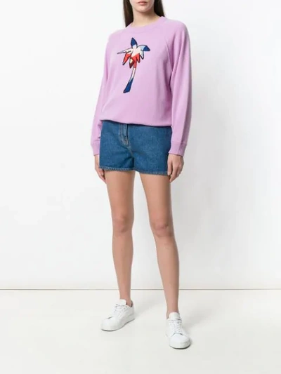 Shop Tomas Maier Palm Tree Embroidered Sweater In Pink