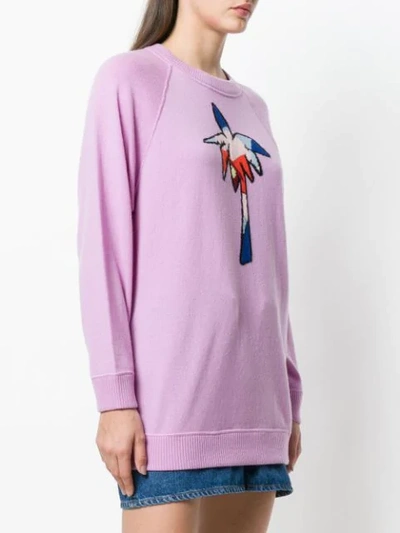 Shop Tomas Maier Palm Tree Embroidered Sweater In Pink