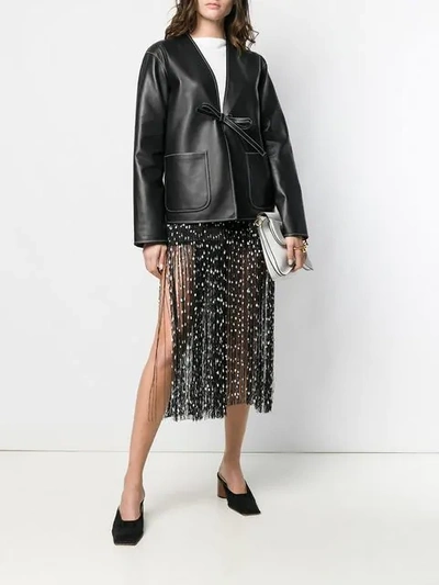 Shop Loewe Contrast Stitch Jacket In Black