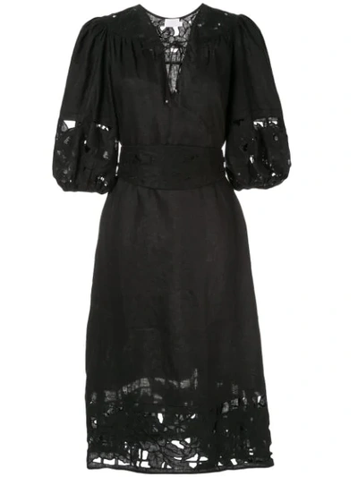 Shop Zimmermann Juno Embroidered Yoke Dress In Black