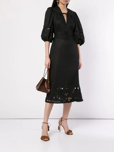 Shop Zimmermann Juno Embroidered Yoke Dress In Black