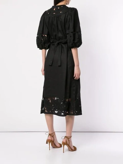 Shop Zimmermann Juno Embroidered Yoke Dress In Black