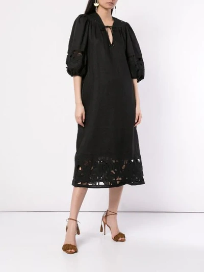 Shop Zimmermann Juno Embroidered Yoke Dress In Black