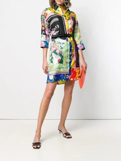 VERSACE FLORAL PRINT SHIRT DRESS - 黑色