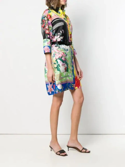 VERSACE FLORAL PRINT SHIRT DRESS - 黑色