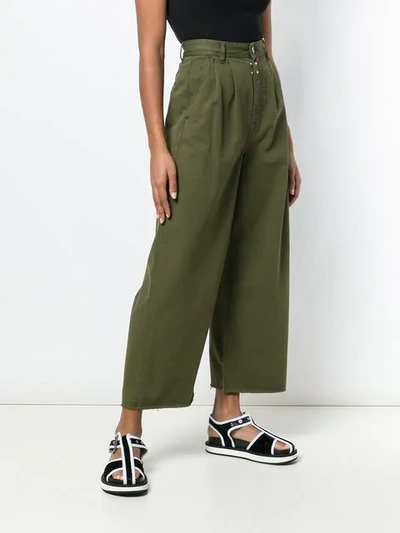 Shop Mm6 Maison Margiela Cropped Palazzo Pants In Green