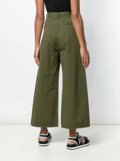 Shop Mm6 Maison Margiela Cropped Palazzo Pants In Green