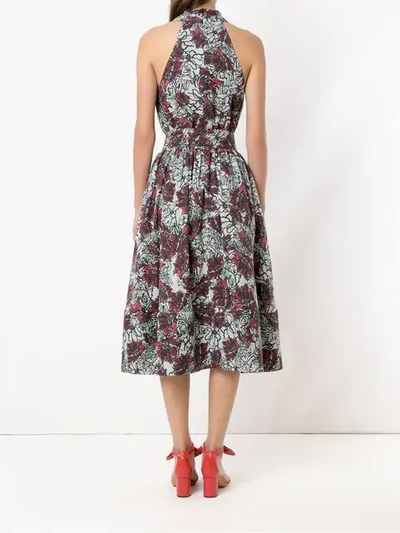 ANDREA MARQUES PRINTED V-NECK DRESS - 白色