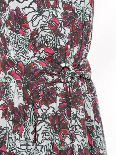 ANDREA MARQUES PRINTED V-NECK DRESS - 白色