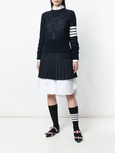 Shop Thom Browne Crew-neck Pullover In Blue