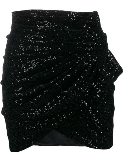 Shop Saint Laurent Sequinned Mini Skirt In Black