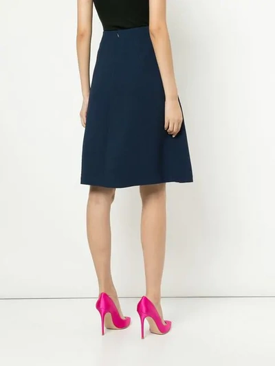 Shop Delpozo Floral Print A-line Skirt In 430 Navy
