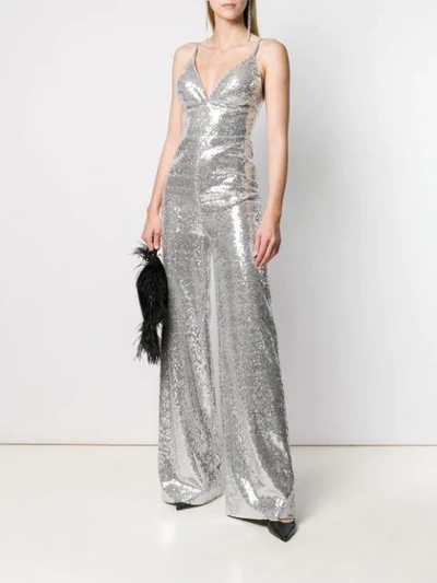Shop In The Mood For Love Sequined Devon Jumpsuit - Silver