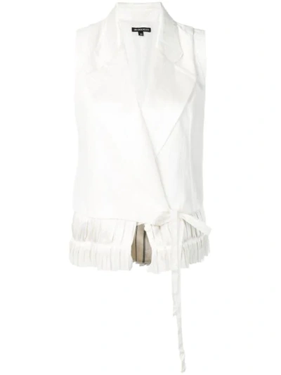 Shop Ann Demeulemeester Fringe Hem Waistcoat In White