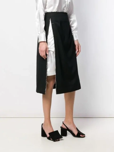 Shop Comme Des Garçons Waist High Split Pencil Skirt In Black