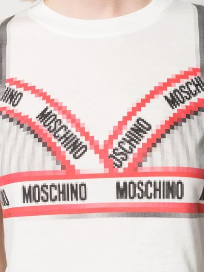 Shop Moschino Bra Print Crop T-shirt In White