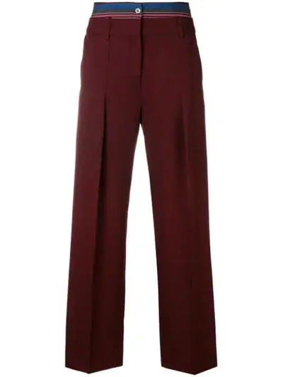 Shop Victoria Victoria Beckham Double Waistband Trousers In Red