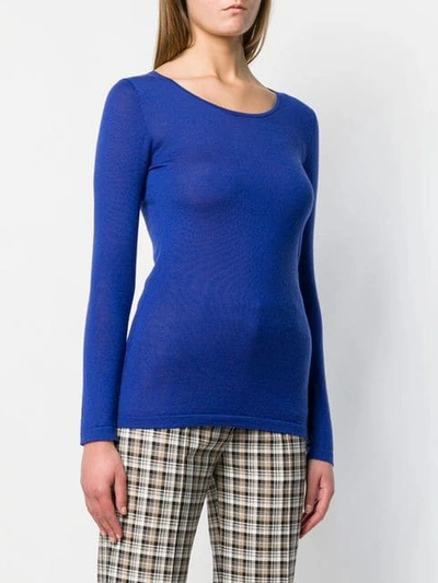 Shop N•peal Fine Knit Jumper In Blue