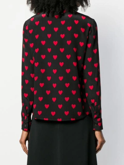 Shop Red Valentino Heart-print Silk Shirt In Black