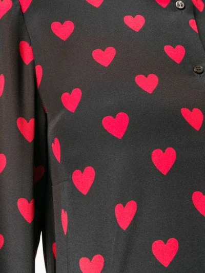 RED VALENTINO HEART-PRINT SILK SHIRT - 黑色