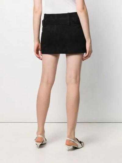 Shop Prada Belted Midi Skirt In Black