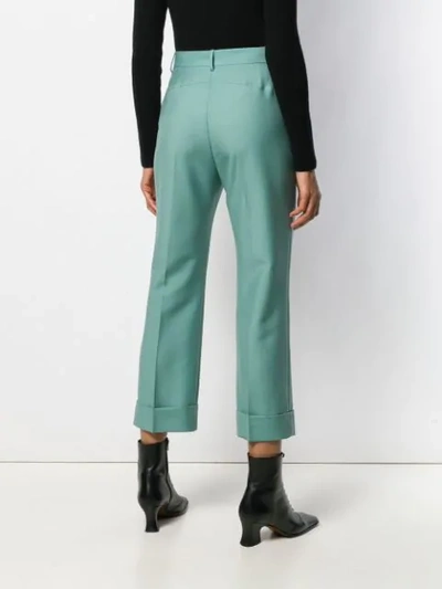 Shop Fendi Cropped Tailored Trousers In Blue