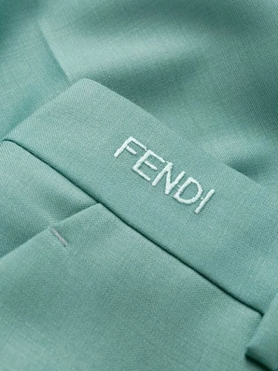 Shop Fendi Cropped Tailored Trousers In Blue
