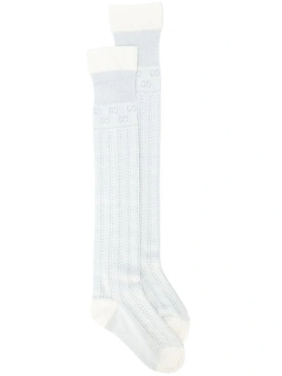 Shop Gucci Gg Knee-high Socks - White