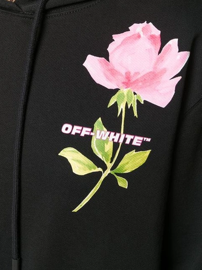 Shop Off-white Rose Print Hoodie - Black
